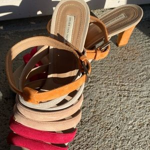 Dries Van Noten Multi-Colored Strappy Suede Heels